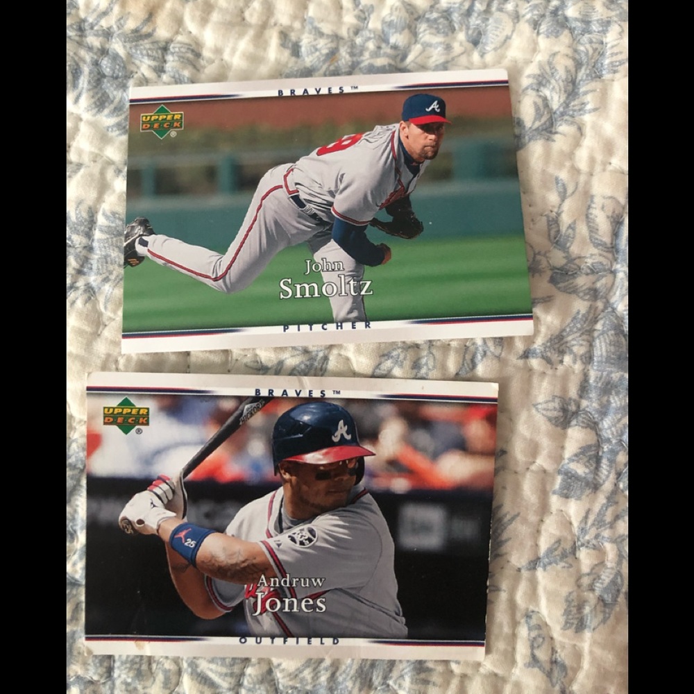 John Smoltz/ Andrew Jones. In good condition.they weren’t played with. Collected